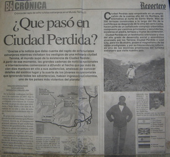 IMG 8390 Krantenartikel over ontvoering van toeristen in Ciudad Perdida 1