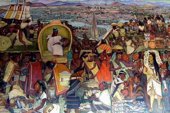 Mexico City Murales van Diego Rivera Aztekensscene brawob