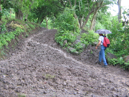 IMG 3599 In het regenseizoen is het pad iets moddiger dan normaal