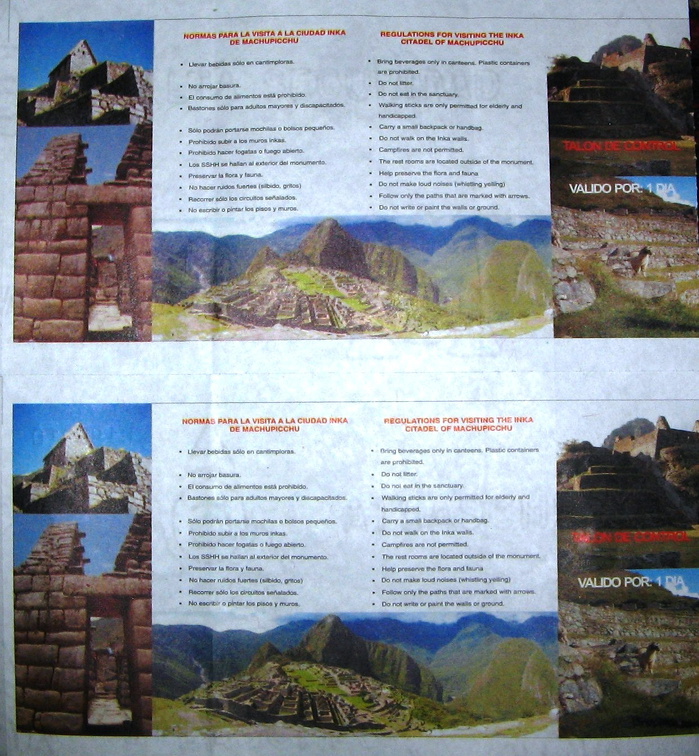 IMG 7640 Toegangskaartjes Machu Picchu